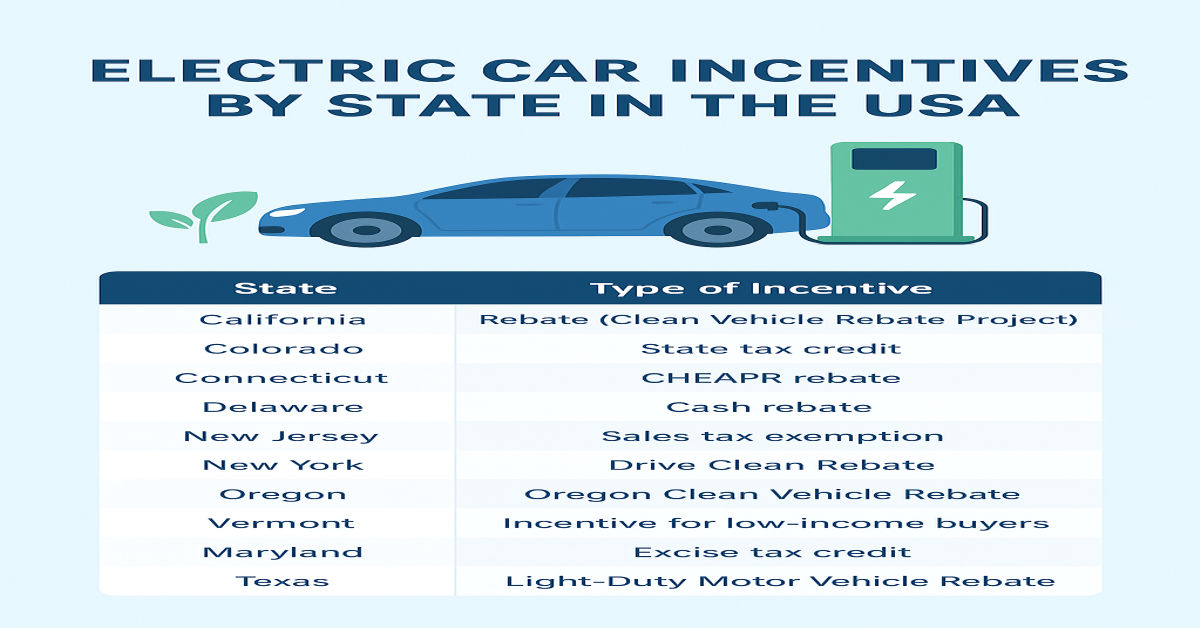 Electric Car Incentives by State USA.